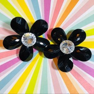Vintage Acrylic and Rhinestone Daisy Post Earrings